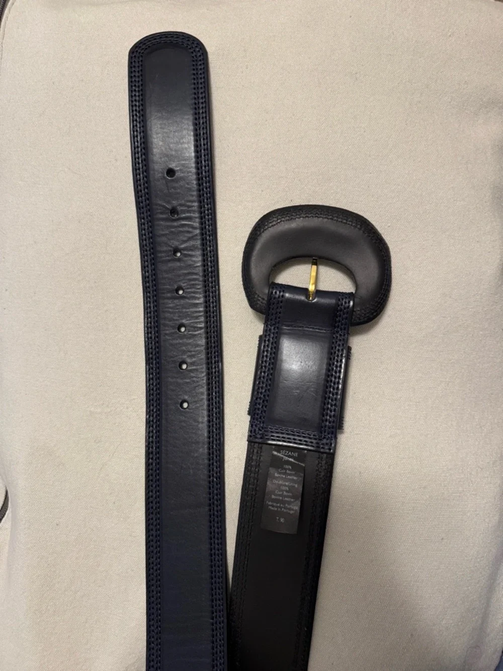 Sezane navy leather belt - Picture 6 of 7